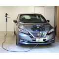 AmazingE FAST Hardwired 32 Amp EV Charger with Cable Wrap and Connector Bundle. Charging a Nissan Leaf in Garage