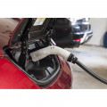 HCS-80 Recharging Red Electric Vehicle Residential Garage with White SAE Connector