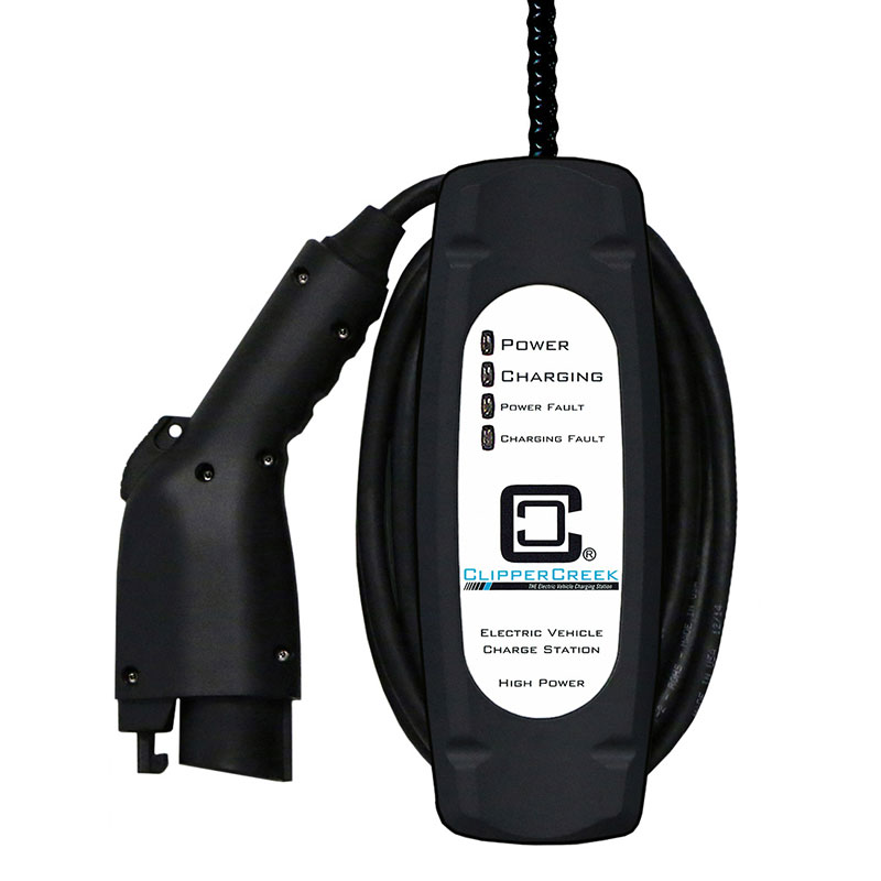 SAFETY CERTIFIED Made in America. for a 30 Amp circuit 240V ClipperCreek LCS-25P Plug-in Level 2 EV charger 20A NEMA 14-30 plug 